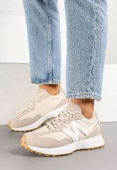 Beżowe Sneakersy z Ozdobnym Bieżnikiem Welorea. Brązowe obuwie sportowe damskie Born2be, z jeansu, bez zapięcia. Za 84.99 zł.