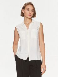 Calvin Klein Koszula K20K207031 Écru Regular Fit. Koszule damskie Calvin Klein, bez wzorów, z syntetyku, bez kołnierzyka, bez ramiączek. Za 379.99 zł.