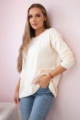 Sweter z kieszeniami z przodu ecru. Swetry klasyczne damskie KESI, na jesień, l, z jeansu, bez kołnierzyka, plus size. Za 178.78 zł.