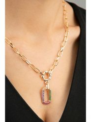 Heliophilia Pozłacany naszyjnik z elementem ozdobnym - dł. 44 cm rozmiar: onesize. Żółte naszyjniki damskie Heliophilia, z cyrkonią, metalowe. Za 39.99 zł.