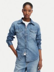 Tommy Jeans Koszula jeansowa DW0DW23486 Niebieski Regular Fit. Niebieskie koszule damskie Tommy Jeans, xs, bez wzorów, z bawełny, bez kołnierzyka, bez ramiączek. Za 369.99 zł.