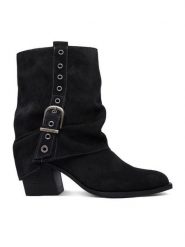 G-STAR Kowbojki CEO-59132-01R Czarny. Czarne botki damskie G-Star, ze skóry, retro, bez obcasa, na słupku, bez zapięcia. Za 399.99 zł.