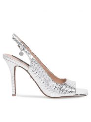 Nine West Sandały FF-1065 Srebrny. Szare sandały damskie Nine West, bez wzorów, z syntetyku, bez obcasa, na szpilce, bez zapięcia. Za 239.99 zł.