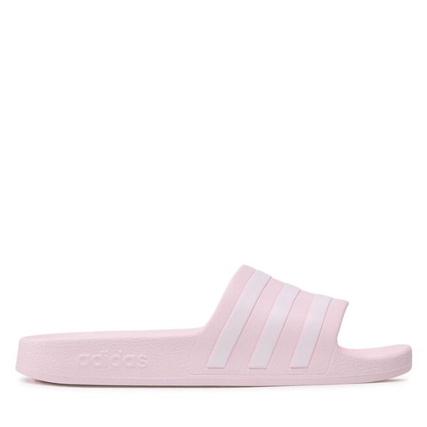 Klapki adidas. Czerwone klapki damskie Adidas, bez wzorów, bez obcasa, bez zapięcia. Za 79.99 zł.