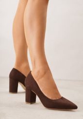 Ciemnobrązowe Casualowe Czółenka na Słupku Vices z Wkładką ze Skóry Naturalnej Maidra. Brązowe czółenka damskie Renee, bez wzorów, z jeansu, bez obcasa, na obcasie. Za 99.99 zł.