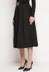 Czarna Spódnica Rozkloszowana z Paskiem Cizo. Czarne spódnice damskie Born2be, m, bez wzorów, midi. Za 119.99 zł.