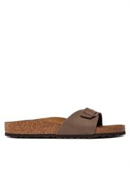 Birkenstock Klapki Madrid 0040093 Brązowy. Brązowe klapki damskie Birkenstock, bez wzorów, ze skóry, bez obcasa, bez zapięcia. Za 309.99 zł.