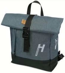 Plecak rowerowy/torba na bagażnik „Keep Rollin”. Szare torby na laptopa HABERLAND, bez wzorów, z gumy. Za 599.90 zł.