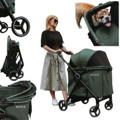 Duży wózek dla psa lub kota B.RIDER zielony do 30 kg. Zielone spacerówki PETRIVE. Za 499.00 zł.