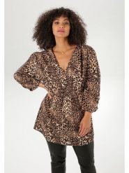 Aniston Bluzka w kolorze jasnobrązowo-czarnym rozmiar: 44. Brązowe bluzki damskie Aniston, bez wzorów, z wiskozy, bez kołnierzyka, bez ramiączek. Za 82.99 zł.