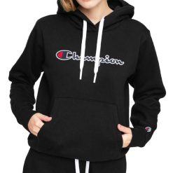 Bluza sportowa damska Champion Hooded Sweatshirt. Czarne bluzy damskie Champion, xs, bez wzorów, z kapturem. Za 131.97 zł.
