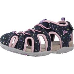 Sandały GEOX JR SANDAL ROXANNE A Niebieski. Niebieskie sandały damskie Geox, bez wzorów, ze skóry, bez obcasa, bez zapięcia. Za 140.99 zł.