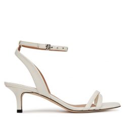 Sandały BOSS. Białe sandały damskie Boss, bez wzorów, bez obcasa, na szpilce, bez zapięcia. Za 719.99 zł.
