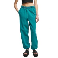 Damskie spodnie z wysoką talią Urban Classics Stone Washed. Zielone spodnie dresowe damskie Urban Classics, bez wzorów. Za 212.35 zł.