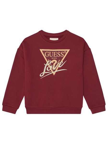 Guess Bluza J5BQ04 KAV34 Czerwony Relaxed Fit. Czerwone bluzy dziewczęce Guess, z aplikacjami, z bawełny, bez ramiączek, bez kaptura. Za 129.99 zł.
