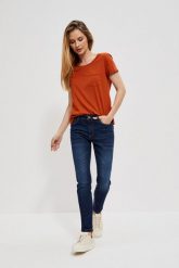 Jeansy rurki szafirowe. Niebieskie jeansy damskie MOODO, bez wzorów, z bawełny. W wyprzedaży za 44.99 zł.