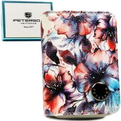 Portfel damski w kwiaty wykonany ze skóry naturalnej i ekologicznej, zamykany na zatrzask i suwak PTN PX33-PF1 Peterson. Portfele damskie Peterson, bez wzorów, ze skóry. Za 89.99 zł.