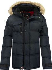 Geographical Norway Kurtka zimowa "Bonapart" w kolorze granatowym rozmiar: S. Niebieskie kurtki damskie Geographical Norway, na zimę, s, bez wzorów, z puchu, bez kaptura. Za 202.03 zł.