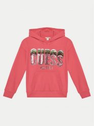 Guess Bluza J5RQ00 KAD74 Różowy Regular Fit. Czerwone bluzy dziewczęce Guess, z aplikacjami, z bawełny, bez ramiączek, bez kaptura. Za 119.99 zł.