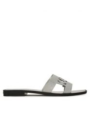 KARL LAGERFELD Klapki Skoot II KL80402 Srebrny. Szare klapki damskie KARL LAGERFELD, bez wzorów, ze skóry, bez obcasa, bez zapięcia. Za 249.99 zł.