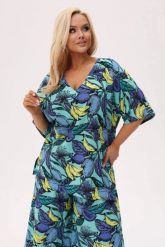 Miętowa bluzka Tropica Lazurowe Owoce z dekoltem V PLUS SIZE XXL OVERSIZE. Niebieskie bluzki damskie Moda Size Plus Iwanek, l, bez wzorów, z bawełny, boho, bez kołnierzyka, plus size, bez ramiączek. Za 169.90 zł.