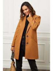 L'armoire de Suzette Płaszcz przejściowy w kolorze karmelowym rozmiar: 36. Brązowe płaszcze damskie L'armoire de Suzette, l, bez wzorów, bez kaptura. Za 226.24 zł.