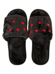Zwillingsherz Kapcie w kolorze czarno-czerwonym rozmiar: L/XL. Czarne kapcie damskie Zwillingsherz, z materiału. Za 60.88 zł.