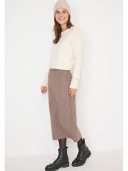 Cecil Spódnica dzianinowa w kolorze beżowym rozmiar: L. Brązowe spódnice damskie Cecil, na co dzień, l, bez wzorów, z dzianiny, maxi. Za 162.11 zł.