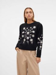 Vero Moda Sweter "Gaia" w kolorze kremowo-czarnym rozmiar: S. Brązowe swetry klasyczne damskie Vero Moda, s, ze splotem, bez kołnierzyka. Za 149.45 zł.