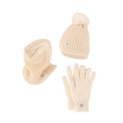 Damski Zimowy Zestaw Termiczny - Czapka + Rękawiczki + Komin - Złamana Biel. Białe czapki damskie HEAT KEEPER, na zimę, bez wzorów, z poliesteru. W wyprzedaży za 177.72 zł.