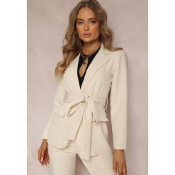Jasnobeżowa Marynarka z Wiązanym Paskiem Actosa. Brązowe marynarki i żakiety damskie Renee, l, bez wzorów, eleganckie. Za 119.99 zł.