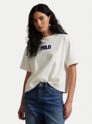 Polo Ralph Lauren T-Shirt 211965119001 Écru Oversize. T-shirty damskie Polo Ralph Lauren, xl, bez wzorów, z bawełny, bez kołnierzyka. Za 429.99 zł.
