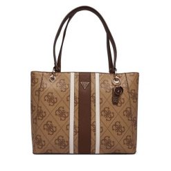 Torebka Guess. Brązowe shopper bag Guess, z aplikacjami, bez dodatków. Za 679.99 zł.