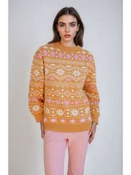 Monki Sweter w kolorze pomarańczowo-białym rozmiar: XS. Pomarańczowe swetry klasyczne damskie Monki, xs, z bawełny, bez kołnierzyka. Za 43.99 zł.