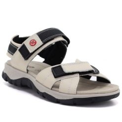 Skórzane sandały damskie sportowe beżowe Unisoft 126. Brązowe sandały damskie eVento, bez wzorów, ze skóry, bez obcasa, bez zapięcia. Za 159.99 zł.