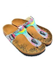 Calceo Japonki w kolorze różowo-turkusowym rozmiar: 35. Różowe klapki damskie Calceo, bez wzorów, z materiału, z otwartym noskiem, bez obcasa, bez zapięcia. Za 165.99 zł.