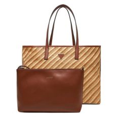Torebka Guess. Brązowe shopper bag Guess, z aplikacjami, bez dodatków. Za 469.99 zł.