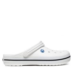 Klapki Crocs. Białe klapki damskie Crocs, bez wzorów, bez obcasa, bez zapięcia. Za 209.99 zł.