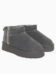 Gooce Skórzane botki zimowe "Wizz" w kolorze szarym rozmiar: 40. Szare botki damskie Gooce, na zimę, bez obcasa, na platformie, bez zapięcia. Za 217.99 zł.