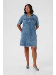 KAFFE curve Sukienka dżinsowa w kolorze niebieskim rozmiar: 50. Niebieskie sukienki damskie KAFFE curve, bez wzorów, bez ramiączek. Za 173.99 zł.