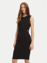 Guess Sukienka codzienna W5YK27 KAQL2 Czarny Regular Fit. Czarne sukienki damskie Guess, z aplikacjami, bez ramiączek. Za 439.99 zł.