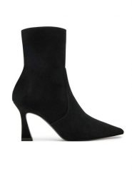 Stuart Weitzman Botki Vinnie Bootie SJ450 Czarny. Czarne botki damskie Stuart Weitzman, ze skóry, bez obcasa, na słupku, bez zapięcia. Za 2,449.00 zł.