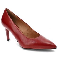 Czerwone Szpilki Szydłowski Eleganckie Skórzane Buty. Czerwone szpilki damskie Szydłowski, bez wzorów, ze skóry, bez obcasa, na szpilce, bez zapięcia. Za 349.00 zł.