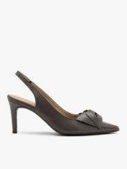 Szare czółenka slingback z kokardą. Szare czółenka damskie Ryłko, bez wzorów, ze skóry, bez obcasa, na obcasie. W wyprzedaży za 349.99 zł.
