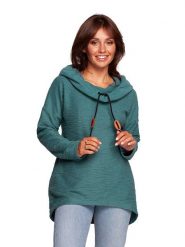 Be Wear Bluza w kolorze turkusowym rozmiar: M. Niebieskie bluzy damskie Be Wear, m, bez wzorów, ze skóry, z kapturem. Za 180.91 zł.