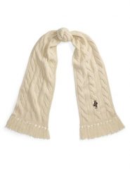 Polo Ralph Lauren Szalik 455P18119003 Kremowy. Białe szaliki damskie Polo Ralph Lauren, bez wzorów, z wełny. Za 599.99 zł.