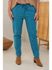 Curvy Lady Spodnie w kolorze niebieskim rozmiar: 48/50. Niebieskie spodnie materiałowe damskie Curvy Lady, z aplikacjami, z bawełny. Za 163.64 zł.