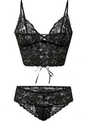Biustonosz bustier + stringi ouvert (komplet 2-cz.). Czarne komplety bielizny bonprix, bez wzorów. Za 104.99 zł.