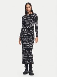 Desigual Sukienka codzienna 24WWVK45 Czarny Slim Fit. Czarne sukienki damskie Desigual, bez wzorów, z wiskozy, bez ramiączek. Za 249.99 zł.