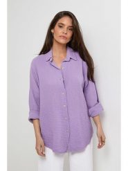 Rodier Lin Lniana koszula w kolorze fioletowym rozmiar: XL/XXL. Różowe koszule damskie Rodier Lin, xl, bez wzorów, ze lnu, bez kołnierzyka, bez ramiączek. Za 140.53 zł.